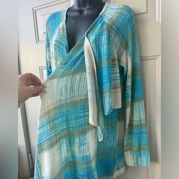 Anthropologie Sparrow Revolution Draped Cardigan Medium Crosshatch Plaid - Picture 3 of 11